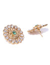 YouBella Green Gold-Plated Stone-Studded Circular Studs